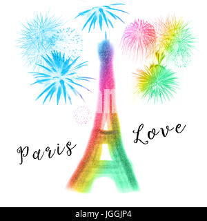 Abstract colorful silhouette of Eiffel tower Stock Photo