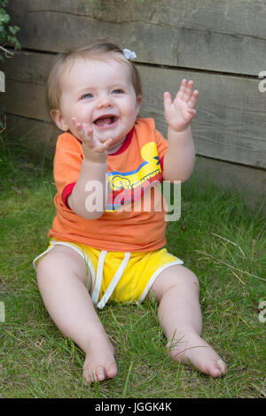 Happy 9 month old girl Stock Photo