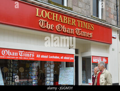 Lochaber Times and The Oban Times local newspapers shop, Fort William, Scotland, UK Stock Photo
