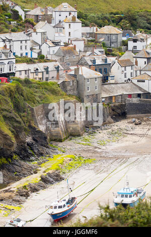 Port Isaac fishing harbour famed for producing the british tv series Doc Martin located in Cornwall, England Stock Photo