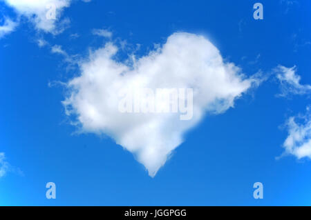 Heart shape made from clouds on blue sky Stock Photo