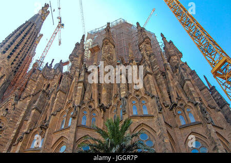BARCELONA, SPAIN, APRIL 27,  2010. Visiting Sagrada Familia build by Gaudi. Stock Photo
