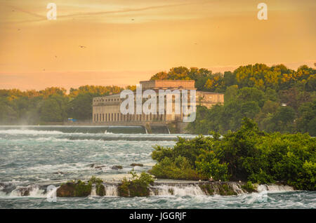 The amazing Niagara Falls at sunset. Canadian Falls Ontario, Canada Stock Photo