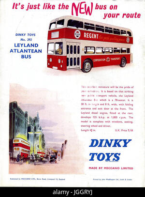 Meccano Magazine - Full page colour Dinky Toy adverts - 1962 - Realistic toys in competition with Corgi models that were increasing in popularity. Stock Photo