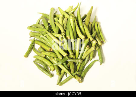 Okra, organic, 2016, City, Bom Sucesso, Minas Gerais, Brazil. Stock Photo