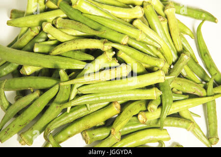 Okra, organic, 2016, City, Bom Sucesso, Minas Gerais, Brazil. Stock Photo