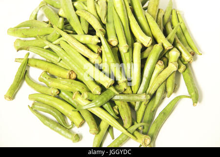 Okra, organic, 2016, City, Bom Sucesso, Minas Gerais, Brazil. Stock Photo