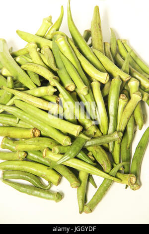 Okra, organic, 2016, City, Bom Sucesso, Minas Gerais, Brazil. Stock Photo