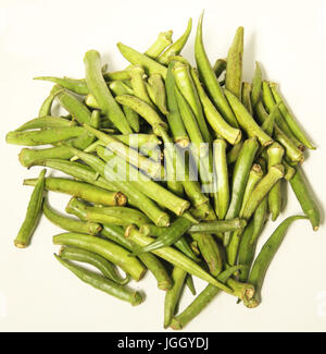 Okra, organic, 2016, City, Bom Sucesso, Minas Gerais, Brazil. Stock Photo