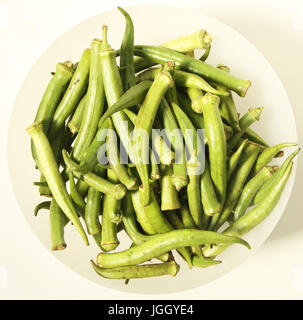 Okra, organic, 2016, City, Bom Sucesso, Minas Gerais, Brazil. Stock Photo