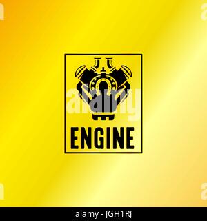 Black Engine Power Emblem, Vector, Illustration, EPS Stock Vector
