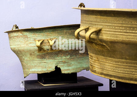 Dong Son bronze drums, Lao National Museum, Samsethai Road, Vientiane, Laos Stock Photo