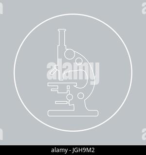 Stylized vector icon of microscope. Magnifying device sign. Laboratory equipment symbol. Stock Vector