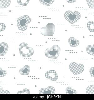Cute seamless pattern with hearts in cell. Design for banner, flyer, poster or print. Stock Vector