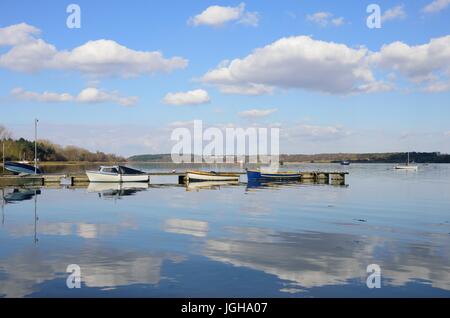 Boats in English Estuary Suffolk Stock Photo