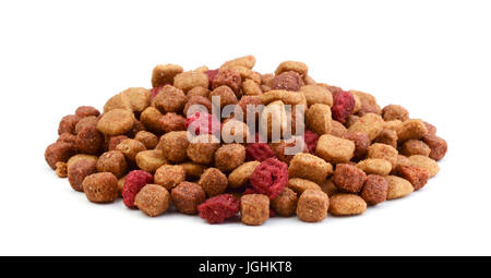 Dry cat food isolated on white background Stock Photo