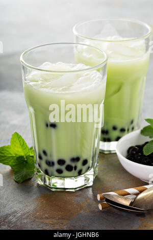 Matcha bubble tea Stock Photo