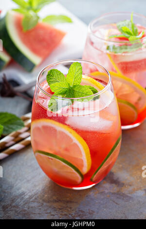 Summer refreshing cocktails with watermelon Stock Photo