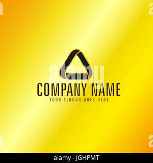 Black Triangle Emblem with Golden Background, Vector, Illustration Stock Vector