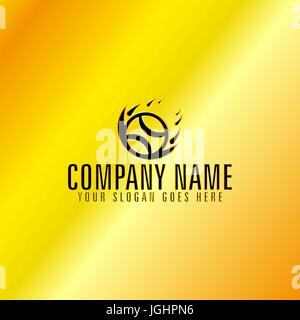 Golden Circle Flaming Ball with Golden Background, Vector, Illustration Stock Vector