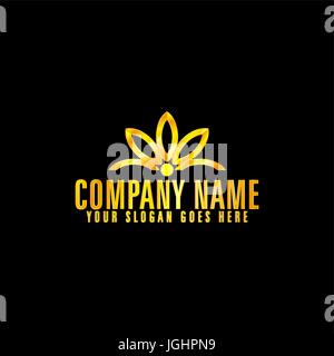Golden Floral Emblem Stock Vector