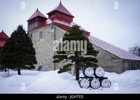 Yoichi, Japan - Feb 4, 2015. Yoichi Distillery at winter with snow in Hokkaido, Japan. Yoichi Distillery is owned by Nikka Whisky Distilling, and was  Stock Photo