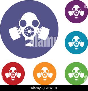 Black gas mask icons set Stock Vector