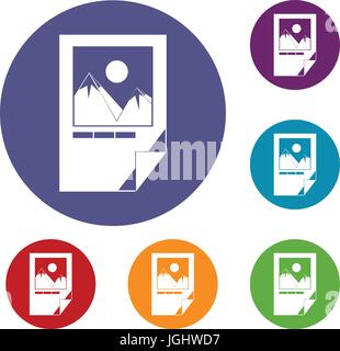 Tested ink paper with printer marks icons set Stock Vector