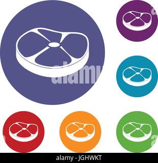 Steak icons set Stock Vector