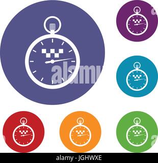 Speedometer in taxi icons set Stock Vector