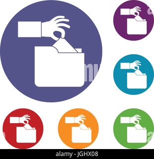 Robbery secret data in folder icons set Stock Vector