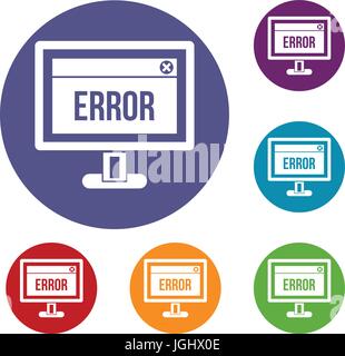 Error sign on a computer monitor icons set Stock Vector