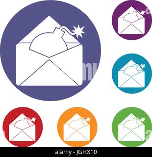 Envelope with bomb set icons Stock Vector Image & Art - Alamy