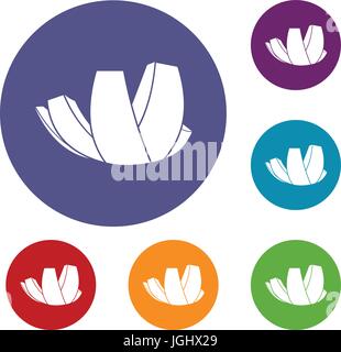 ArtScience Museum in Singapore icons set Stock Vector