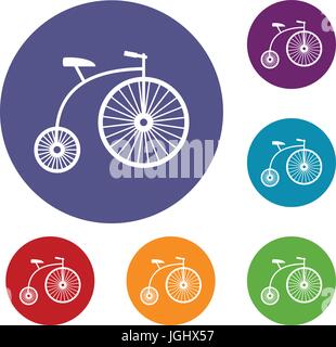 Penny-farthing icons set Stock Vector