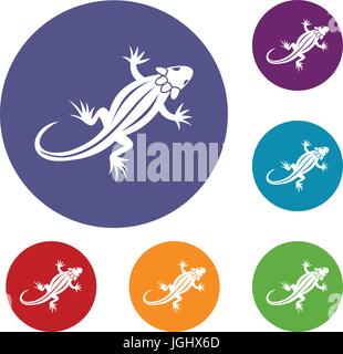 Lizard icons set Stock Vector