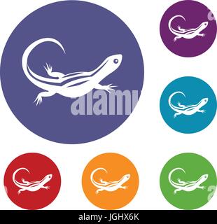 Lizard icons set Stock Vector