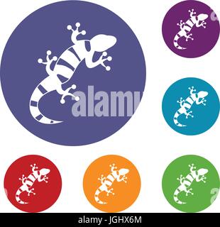 Lizard icons set Stock Vector