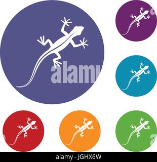 Lizard icons set Stock Vector
