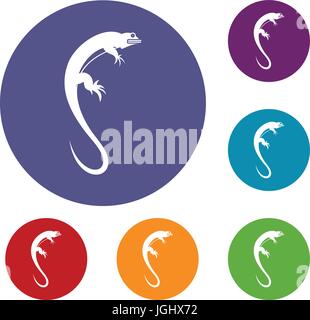Lizard icons set Stock Vector
