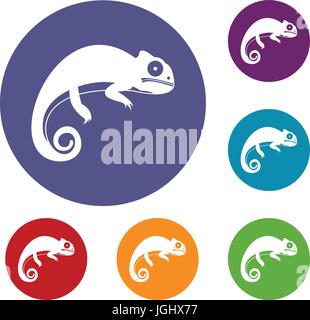 Chameleon icons set Stock Vector
