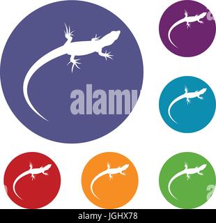 Lizard icons set Stock Vector