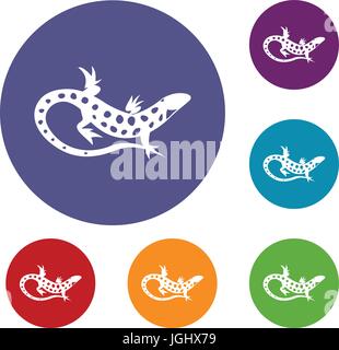 Lizard icons set Stock Vector