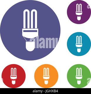 Fluorescence lamp icons set Stock Vector