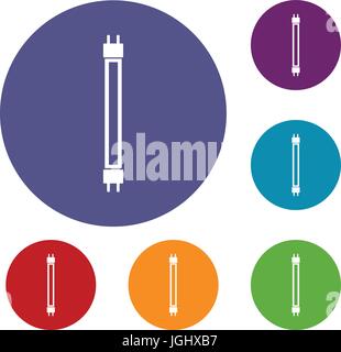 Fluorescence lamp icons set Stock Vector