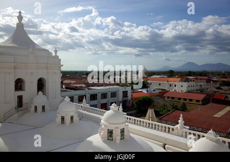 The view from the roof of Leon Cathedral in Nicaragua, the biggest cathedral in Central America Stock Photo