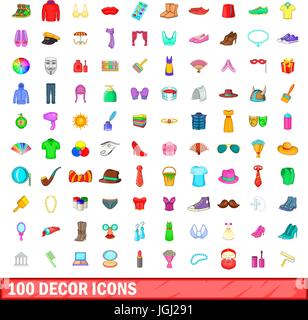 100 decor icons set, cartoon style Stock Vector Image & Art - Alamy