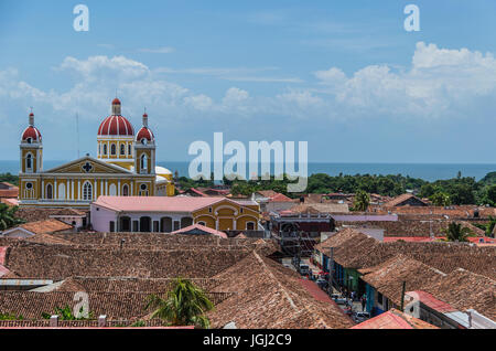 landscape of Granada town and the lake of Cocibolca in Granada, Nicaragua. In this lake is the island of Ometepe. Stock Photo