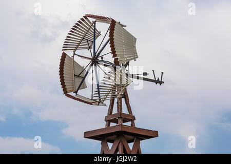 Waupans windmill, originally from Arcadia, Nebraska, and moved to Windmill State Recreation Area in the early 1970s as a historical exhibit, Nebraska, Stock Photo