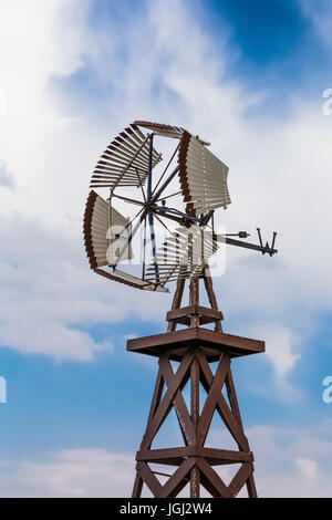 Waupans windmill, originally from Arcadia, Nebraska, and moved to Windmill State Recreation Area in the early 1970s as a historical exhibit, Nebraska, Stock Photo